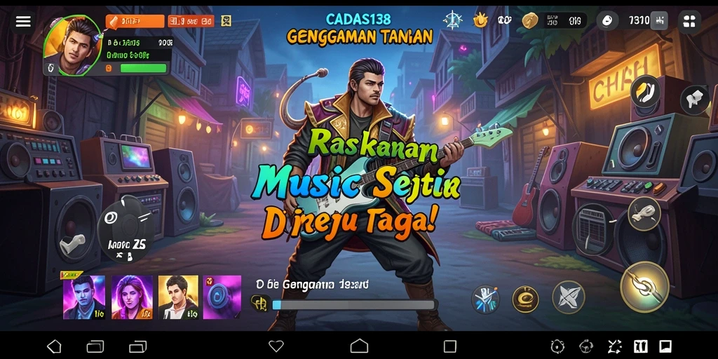 Tampilan gameplay yang menarik dari aplikasi CADAS138 dengan berbagai fitur musik.