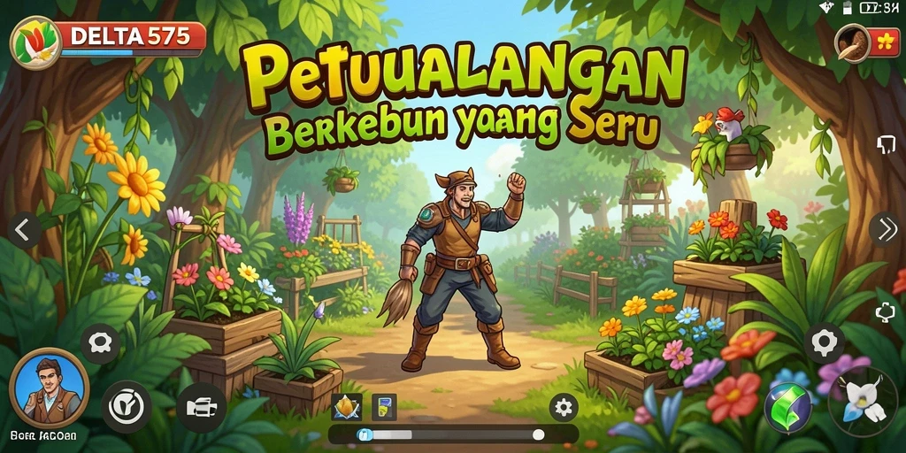 Tampilan gameplay <strong>DELTA575</strong> saat bertani di lahan yang subur.