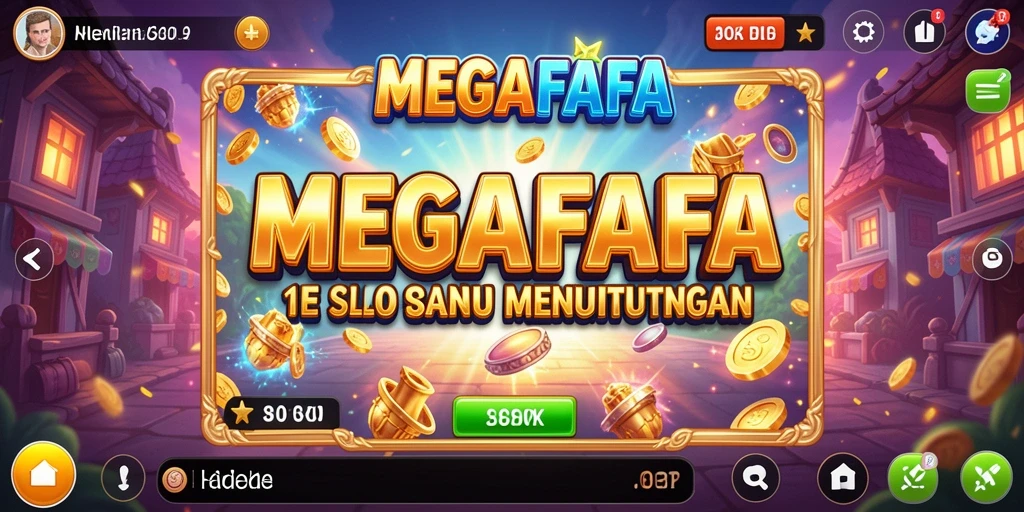 Tampilan utama gameplay MEGAFAFA dengan simbol yang berwarna-warni.