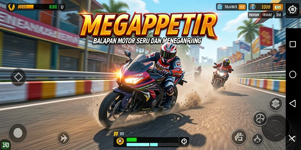 Tangkapan layar <strong>MEGAPETIR</strong> menunjukkan aksi balapan motor yang mendebarkan.