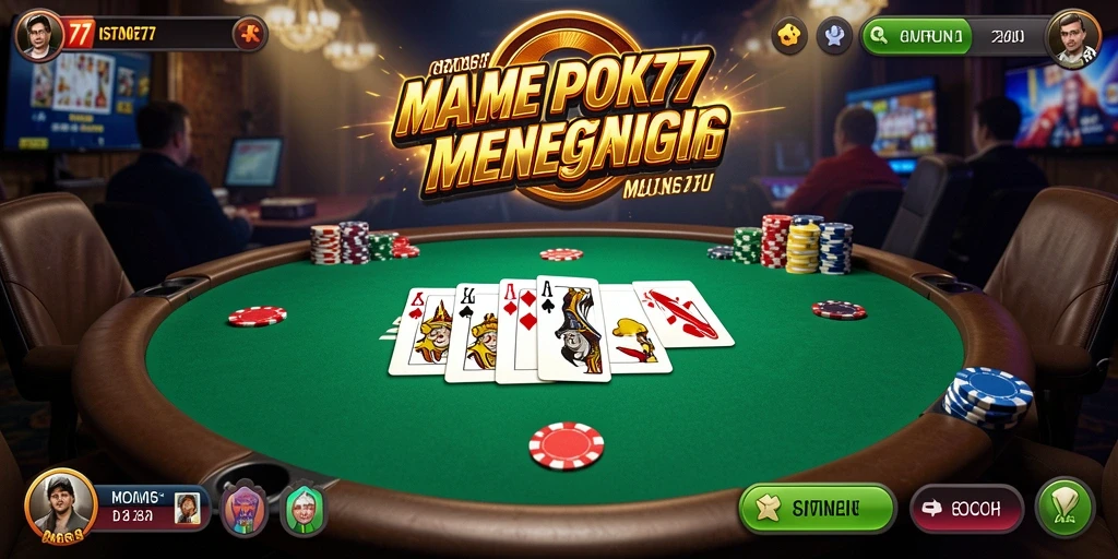 Tampilan gameplay menegangkan di MUSTANG77 saat pemain bersaing di meja Poker.