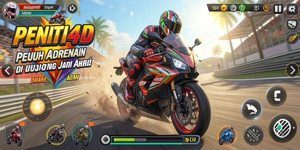 Tampilan gameplay balapan motor yang mendebarkan dan realistis.